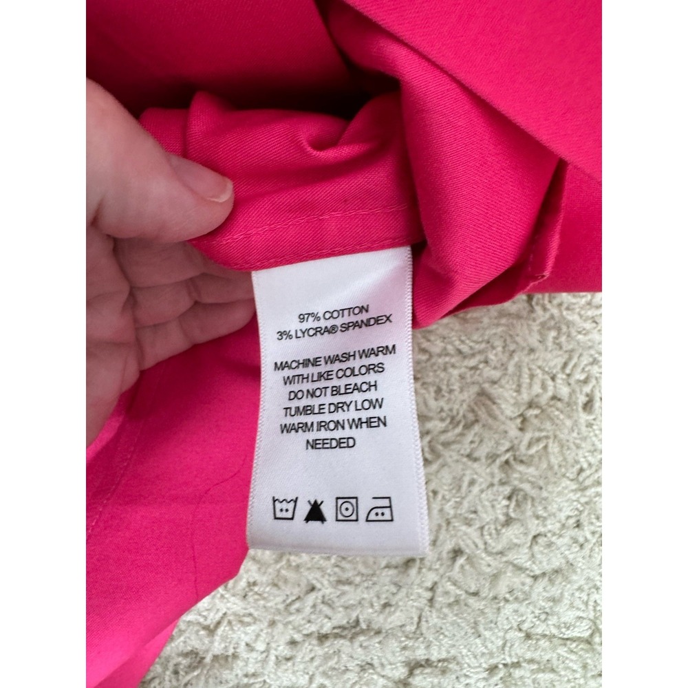 Foxcroft Non Iron Stretch Long Sleeve Button Up Fitted Blouse Shirt 16 Hot Pink - Picture 9 of 9